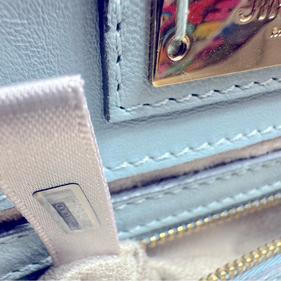 Auth Jimmy Choo Light Blue Star Studded 2way Mini Riley Satchel Top Hanfle Tote - Picture 13 of 15